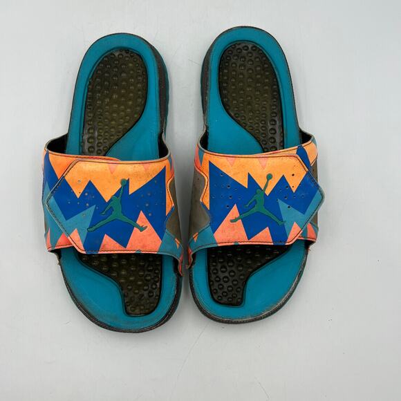 Air Jordan Hydro 7 Retro Slide Sandals Dark Grey Blue Turquoise - Picture 2 of 8